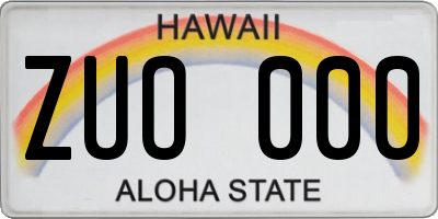 HI license plate ZUO000