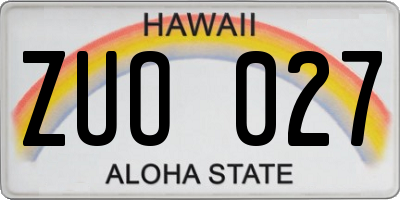 HI license plate ZUO027