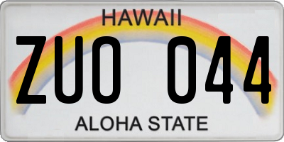 HI license plate ZUO044