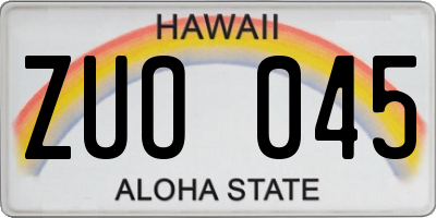 HI license plate ZUO045