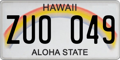 HI license plate ZUO049