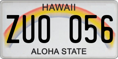 HI license plate ZUO056