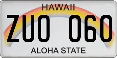 HI license plate ZUO060