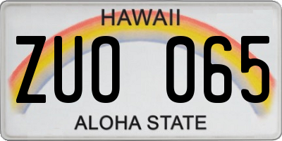 HI license plate ZUO065