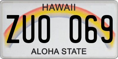 HI license plate ZUO069