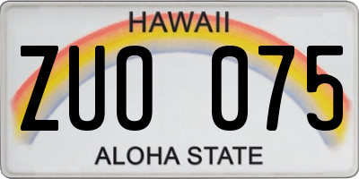 HI license plate ZUO075
