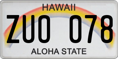 HI license plate ZUO078
