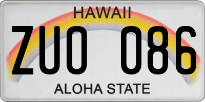 HI license plate ZUO086