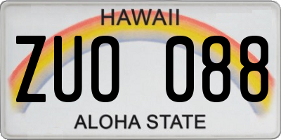 HI license plate ZUO088