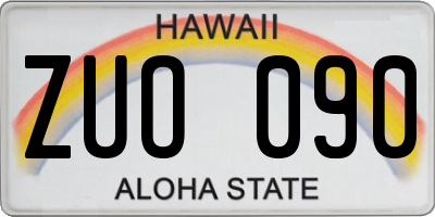 HI license plate ZUO090