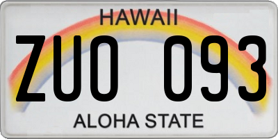 HI license plate ZUO093