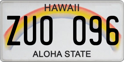 HI license plate ZUO096