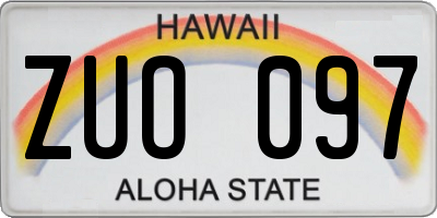 HI license plate ZUO097