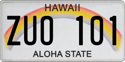 HI license plate ZUO101