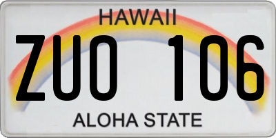 HI license plate ZUO106