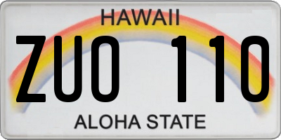 HI license plate ZUO110