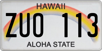 HI license plate ZUO113