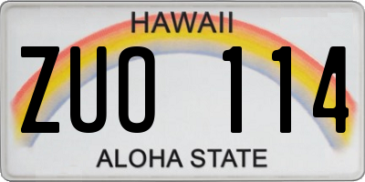 HI license plate ZUO114