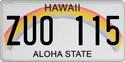 HI license plate ZUO115