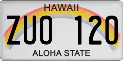 HI license plate ZUO120