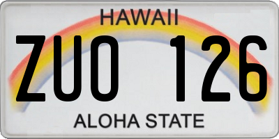 HI license plate ZUO126