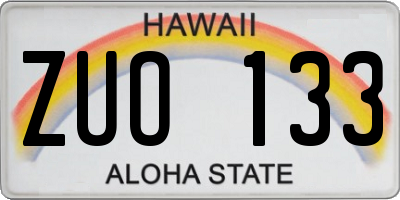 HI license plate ZUO133
