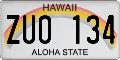 HI license plate ZUO134