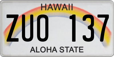 HI license plate ZUO137