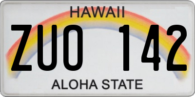 HI license plate ZUO142
