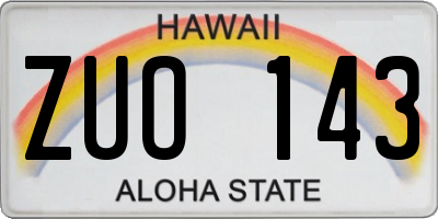 HI license plate ZUO143