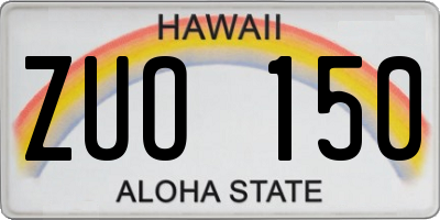 HI license plate ZUO150