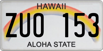 HI license plate ZUO153