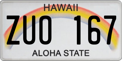 HI license plate ZUO167