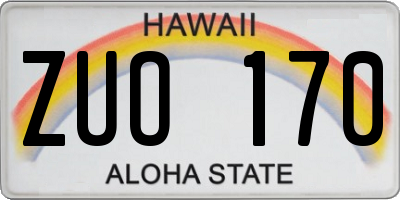 HI license plate ZUO170