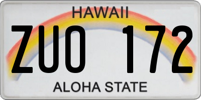 HI license plate ZUO172