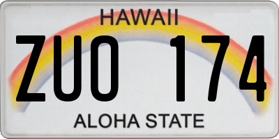 HI license plate ZUO174