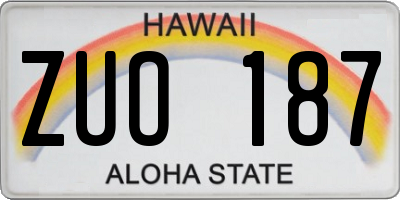 HI license plate ZUO187