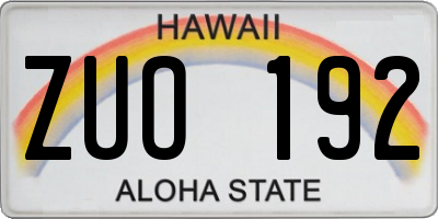 HI license plate ZUO192