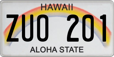 HI license plate ZUO201