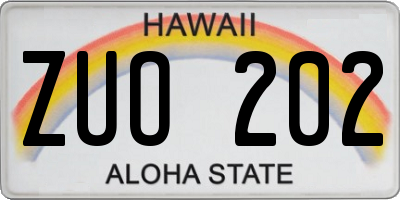 HI license plate ZUO202