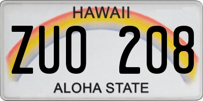 HI license plate ZUO208