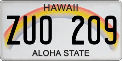 HI license plate ZUO209