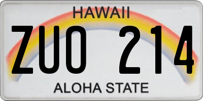 HI license plate ZUO214