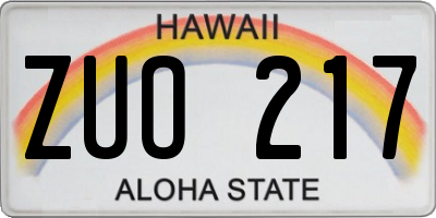 HI license plate ZUO217