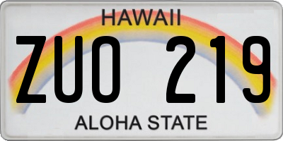 HI license plate ZUO219