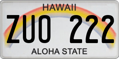 HI license plate ZUO222