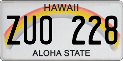 HI license plate ZUO228