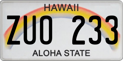HI license plate ZUO233