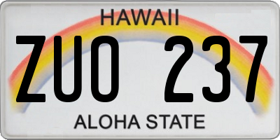 HI license plate ZUO237