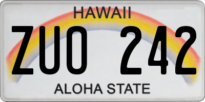 HI license plate ZUO242